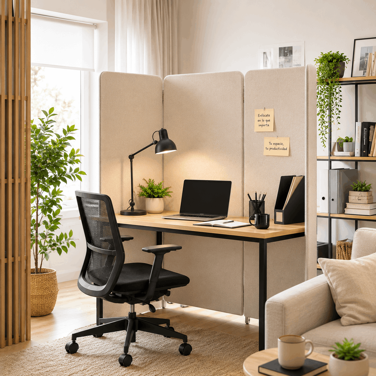 Espacio de trabajo protegido con separadores