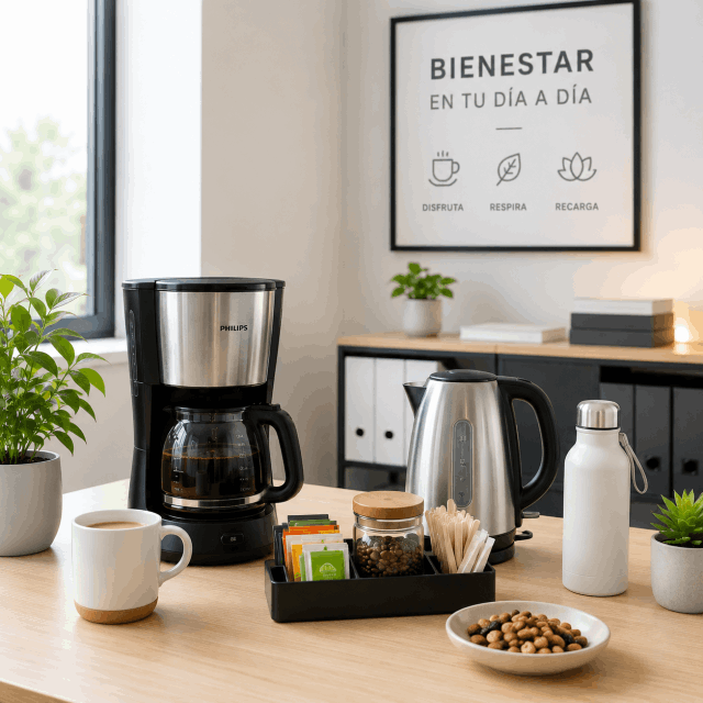 Café y descanso en la oficina